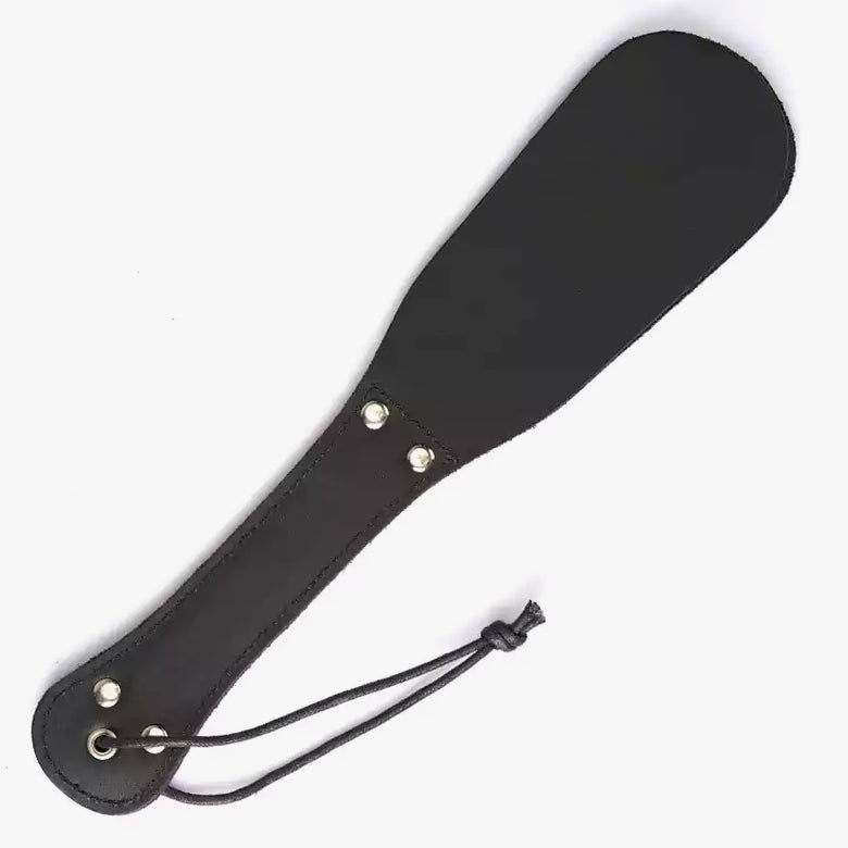 Schwarzes doppellagiges rundes Spanking-Paddel – Kunstleder, runder Kopf