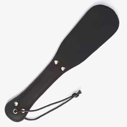 Schwarzes doppellagiges rundes Spanking-Paddel – Kunstleder, runder Kopf
