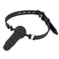 Black dual-mode phallic ball gag shown from an alternative product angle