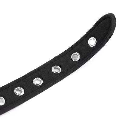 Detailed product view of the black reversible inward phallic ball gag