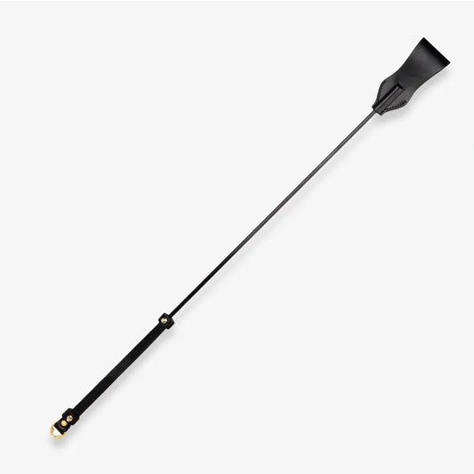 Black braided handle fiberglass riding crop full view