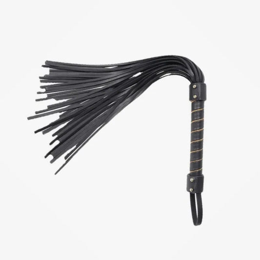 full display of black multicolor flogger with anti-slip textured handle