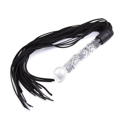 Black Glass Handle BDSM Flogger shown in styled setting