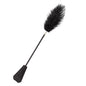 Black lace feather tickler crop long version full view showing ostrich feathers