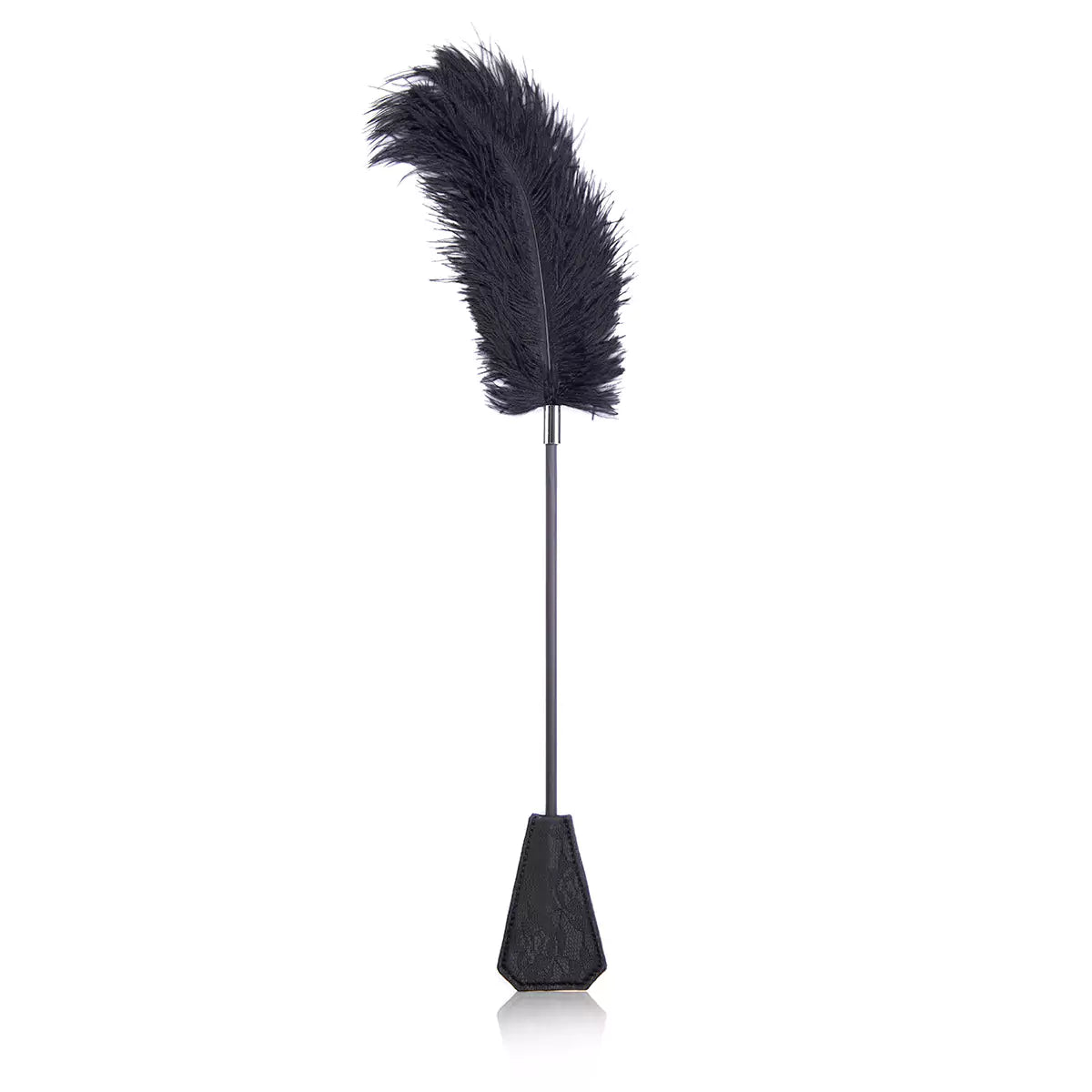 Black lace feather tickler crop short version full view 44cm