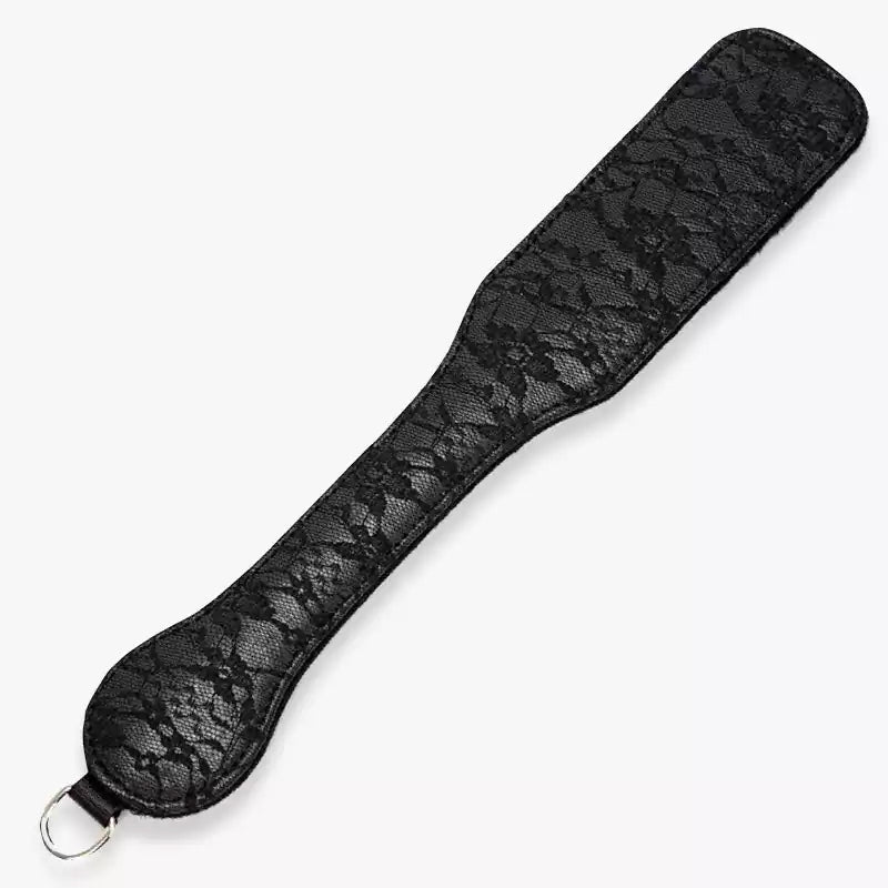 Black lace mini spanking paddle full front view