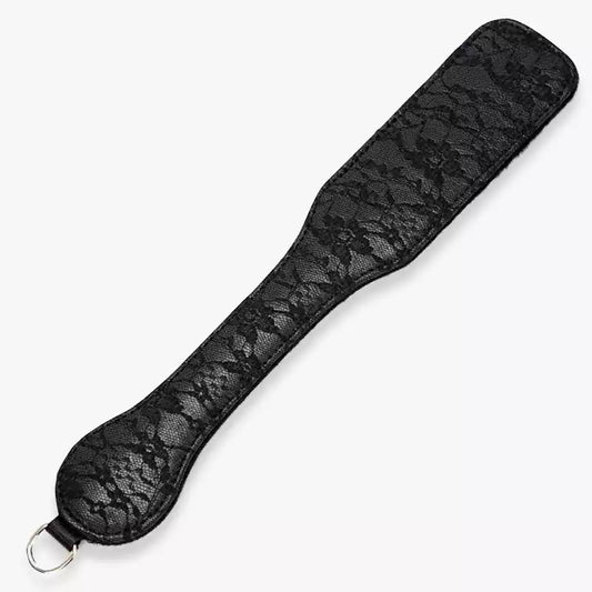 Black lace mini spanking paddle full front view