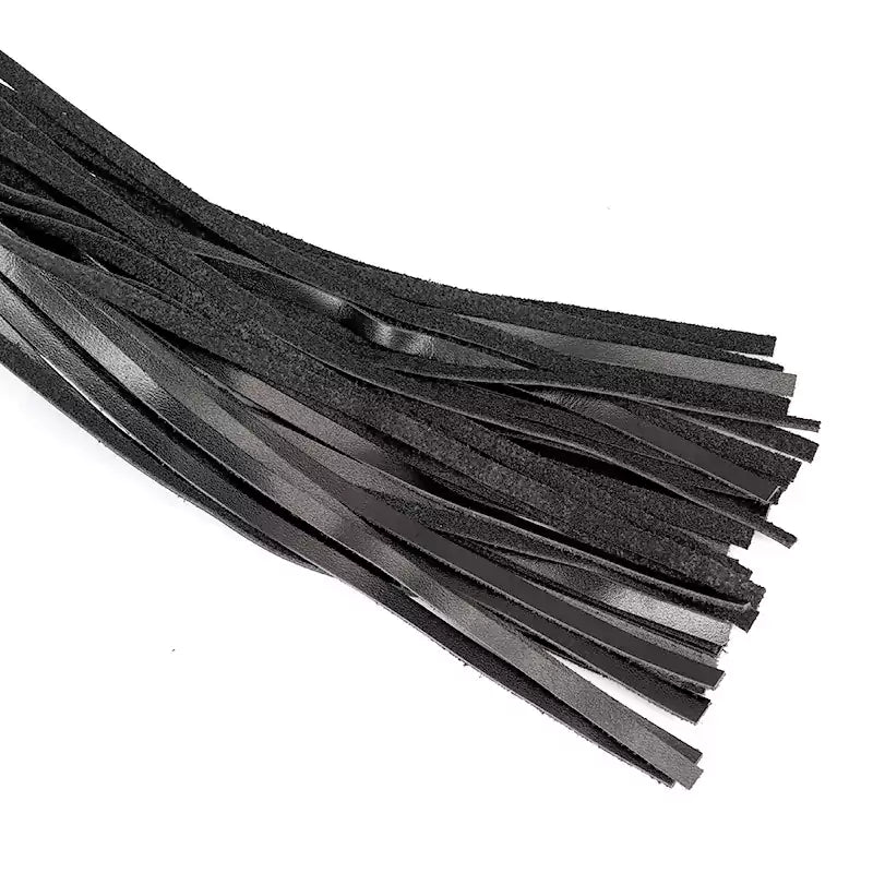 Black Leather Flogger with Braided Handle