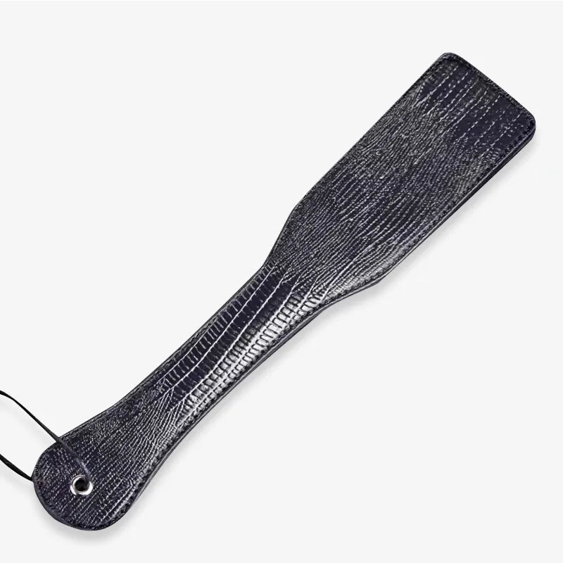 Black Textured Leather Paddle quiet luxury pick