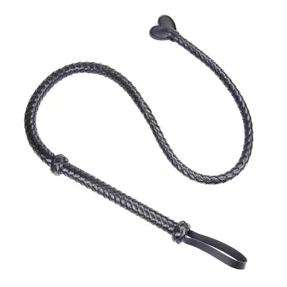 Black long whip with heart tip display