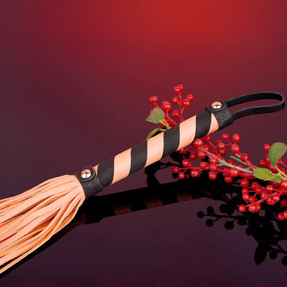 Black & Orange Mini Faux Leather Flogger