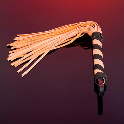 Black & Orange Mini Faux Leather Flogger