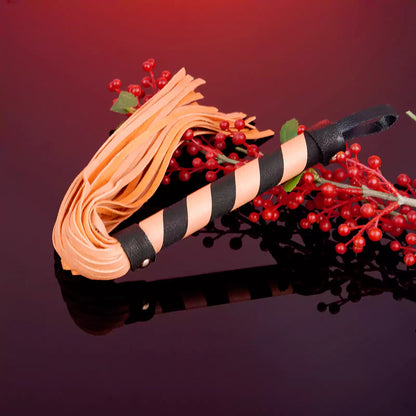 Black & Orange Mini Faux Leather Flogger