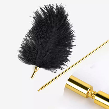 Black Ostrich Feather Tickler with Metal Handle