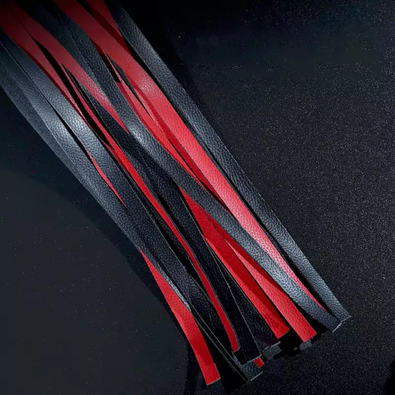 Black & Red Braided Faux Leather Flogger