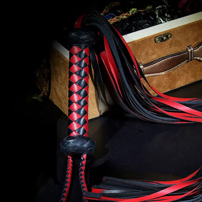 Black & Red Braided Faux Leather Flogger