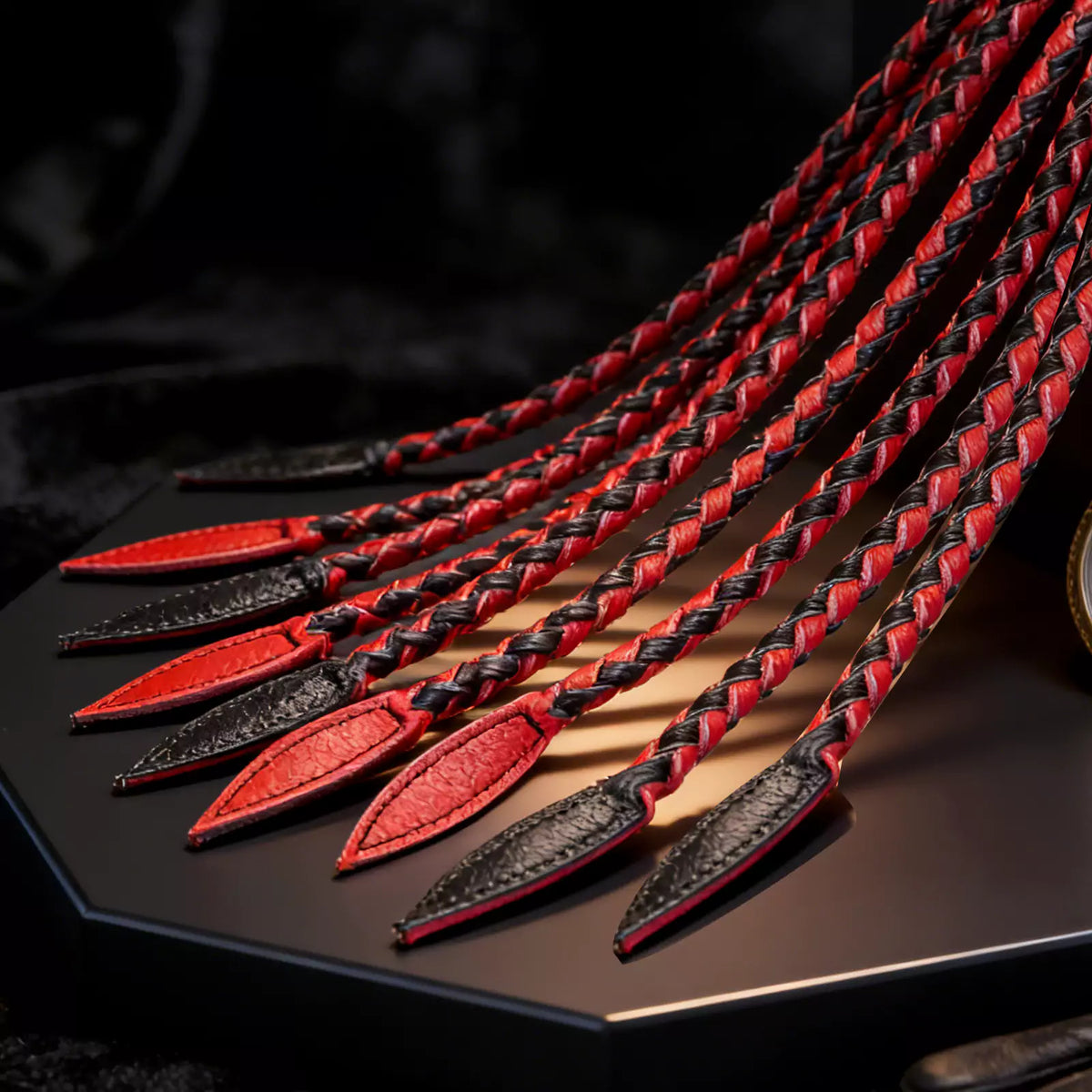 Black & Red Braided Nine-Tail Flogger