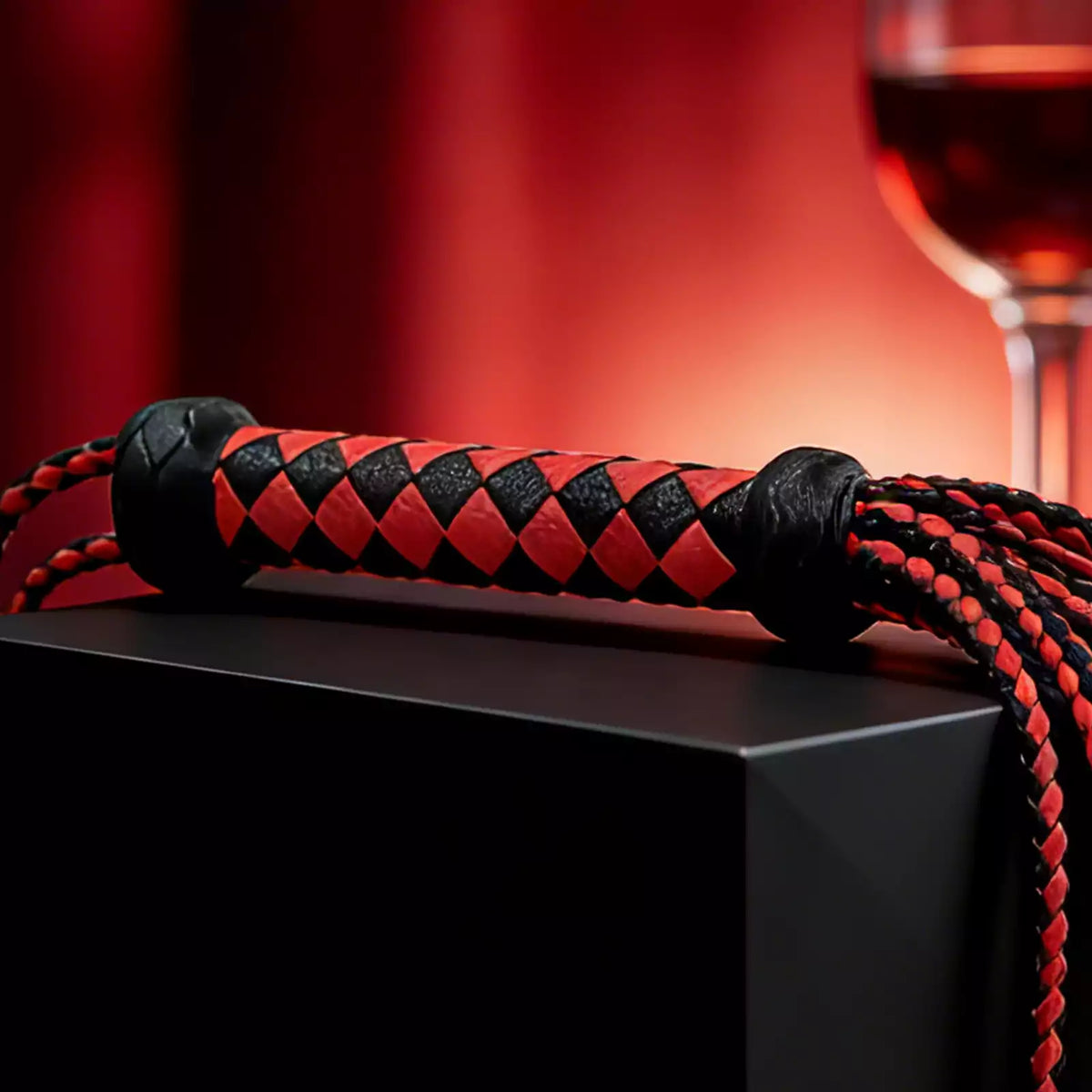 Black & Red Braided Nine-Tail Flogger