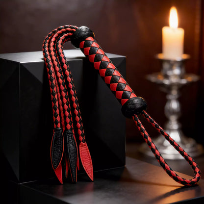 Black & Red Braided Nine-Tail Flogger