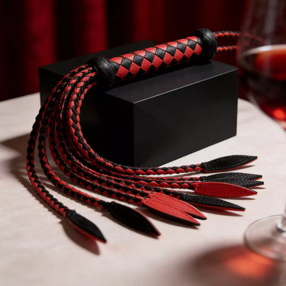 Black & Red Braided Nine-Tail Flogger