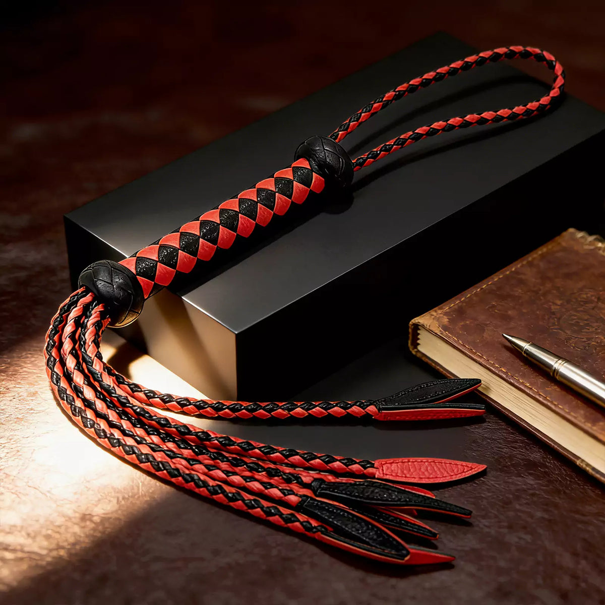 Black & Red Braided Nine-Tail Flogger