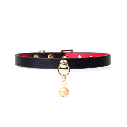black front red back leather collar without chain