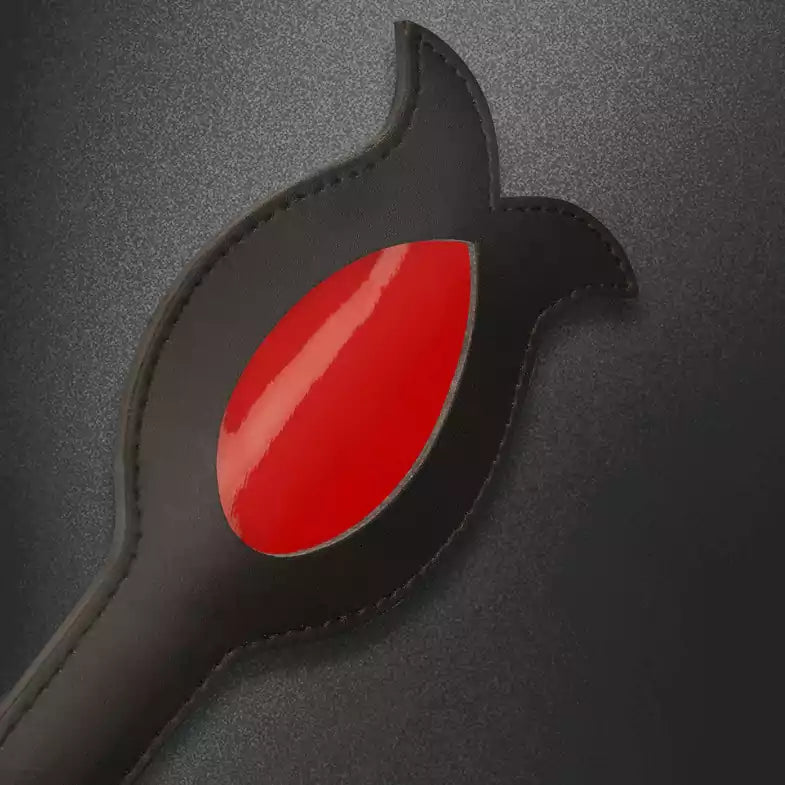 Black Red Flower Spanking Paddle — Flower Shape, Red Accents