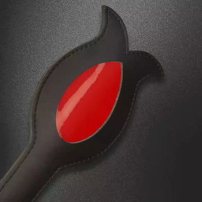 Black Red Flower Spanking Paddle — Flower Shape, Red Accents