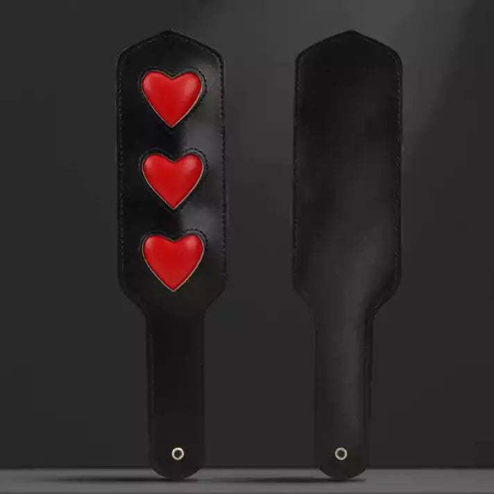 Black Red Heart Spanking Paddle — Heart Shape, Red Accents