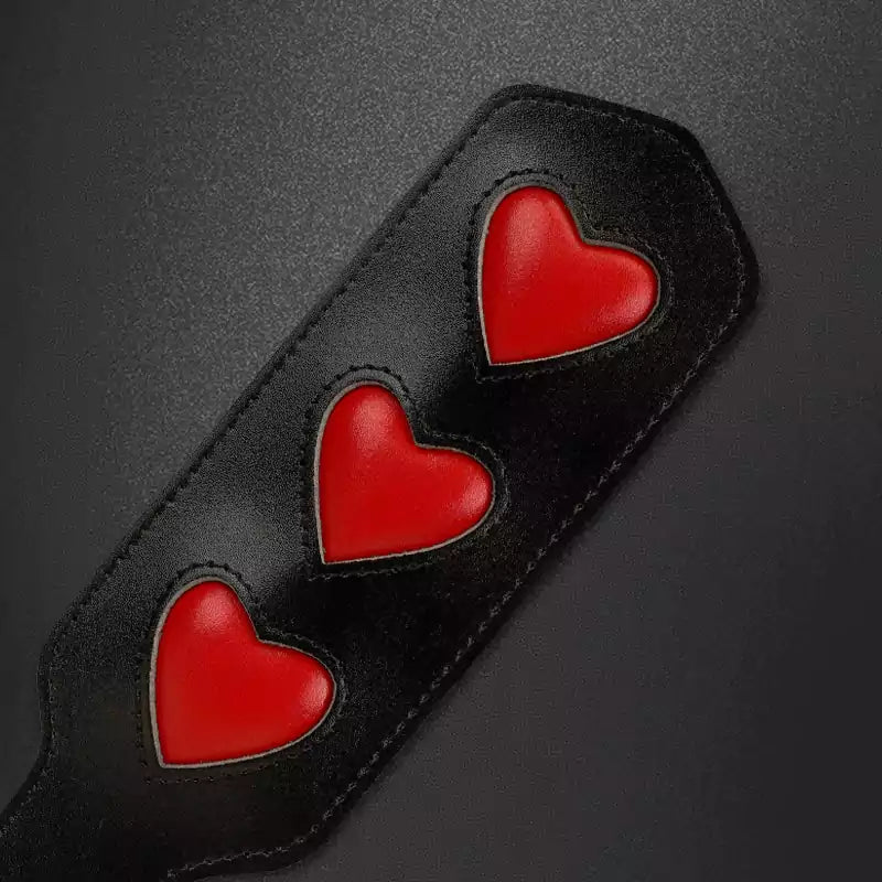 Black Red Heart Spanking Paddle — Heart Shape, Red Accents
