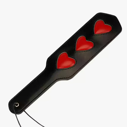 Black Red Heart Spanking Paddle — Heart Shape, Red Accents