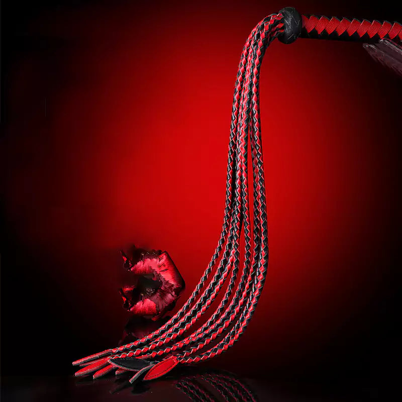 black and red dual-tone nine-tail flogger full product view