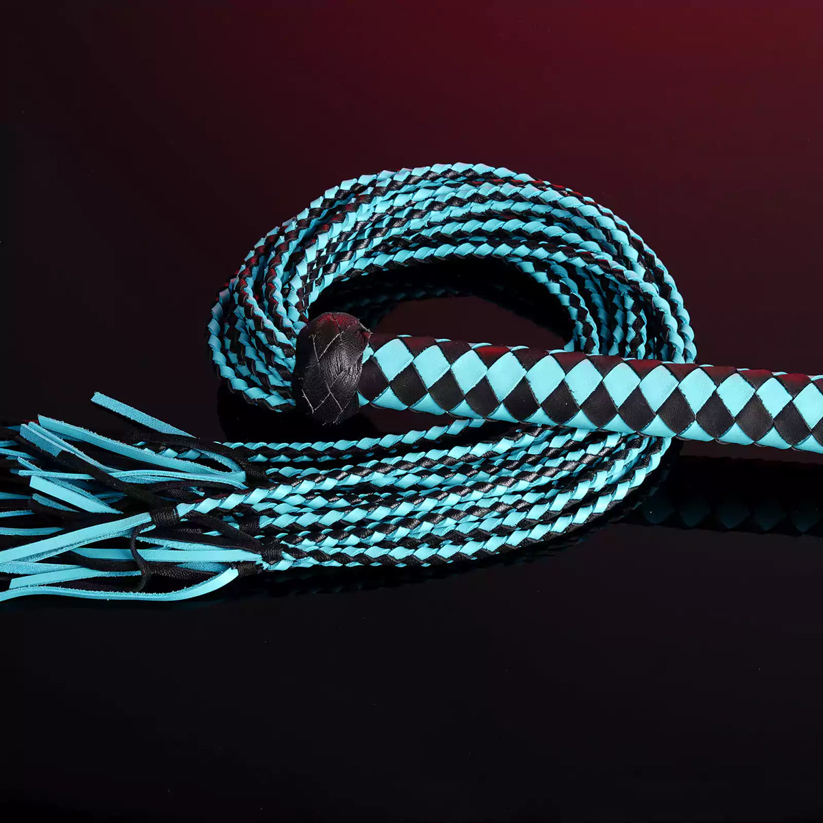 12-Tail Leather Flogger with Long Handle