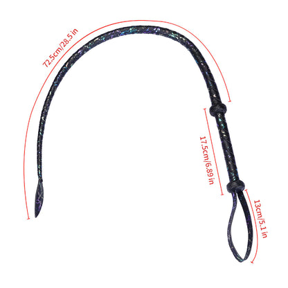 Black Textured Faux Leather Leaf Whip