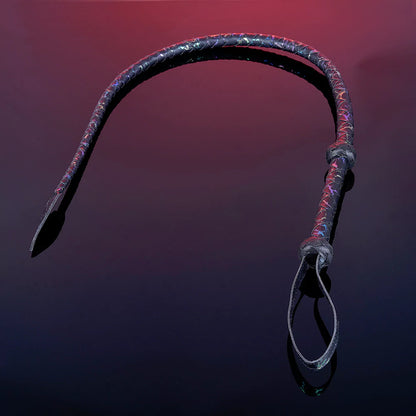Black Textured Faux Leather Leaf Whip