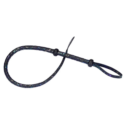 Black Textured Faux Leather Leaf Whip
