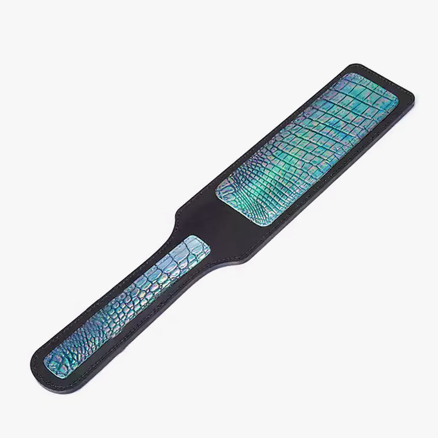 Blue Crocodile Leather Spanking Paddle full-grain leather