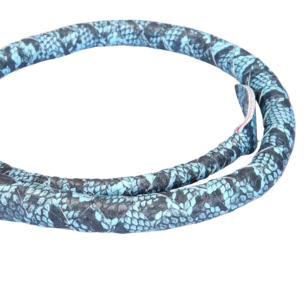 Blue Snakeskin-Pattern Faux Leather Leaf Whip