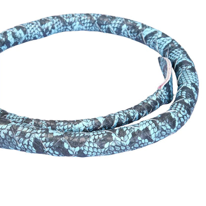 Blue Snakeskin-Pattern Faux Leather Leaf Whip