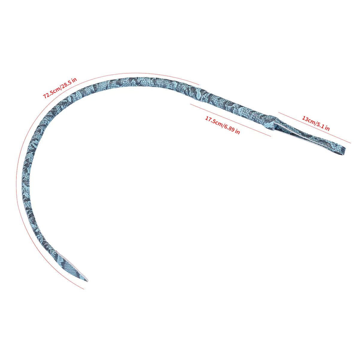 Blue Snakeskin-Pattern Faux Leather Leaf Whip