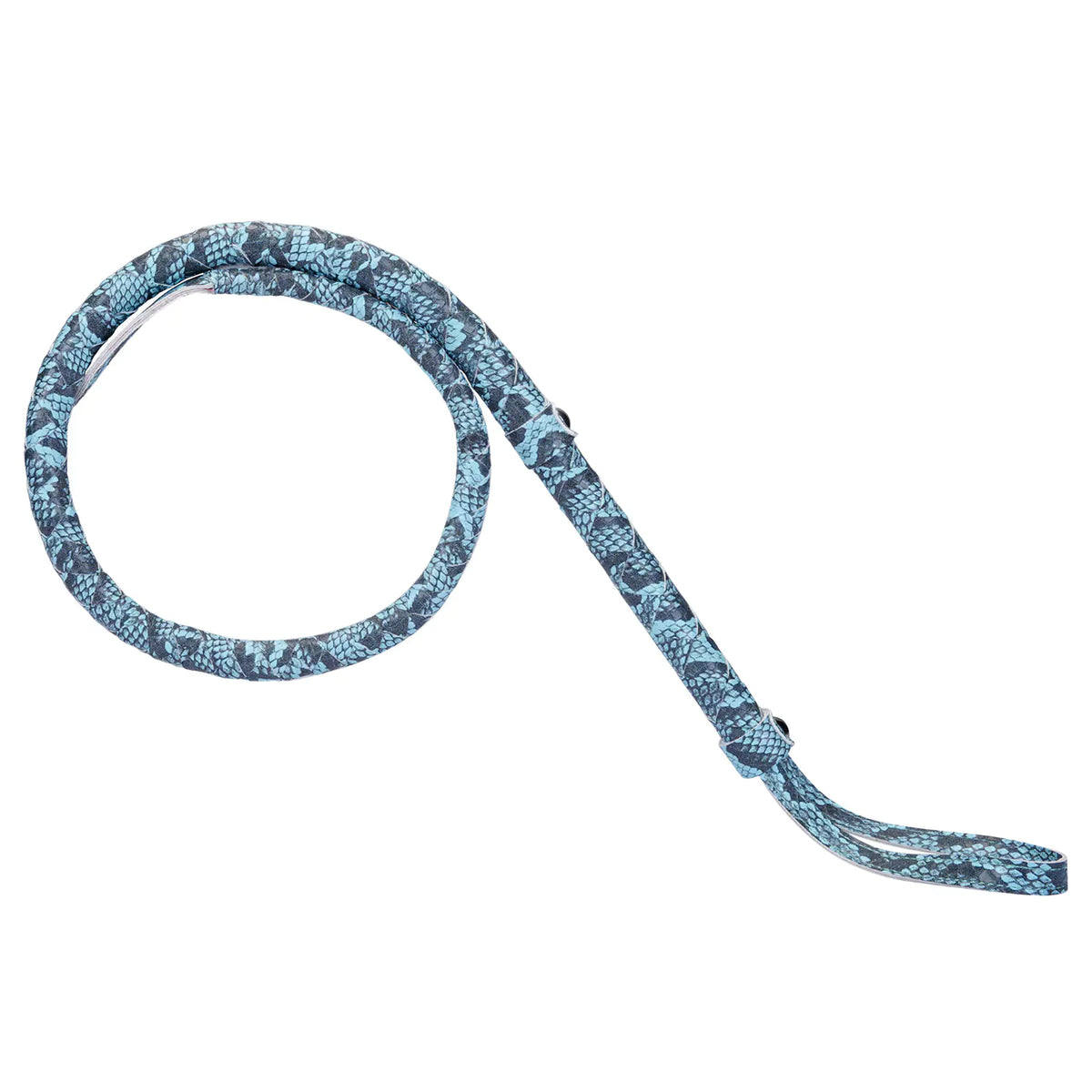 Blue Snakeskin-Pattern Faux Leather Leaf Whip