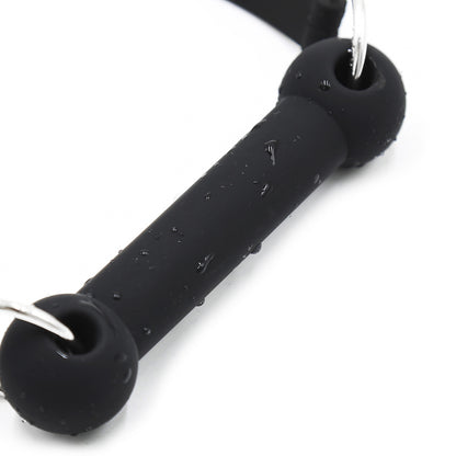 close-up detail of black silicone bone mouthpiece