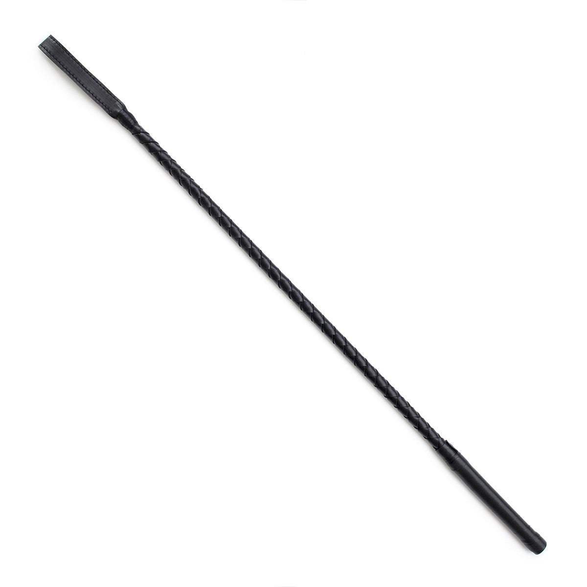 Braided leather riding crop long and short sizes displayed together