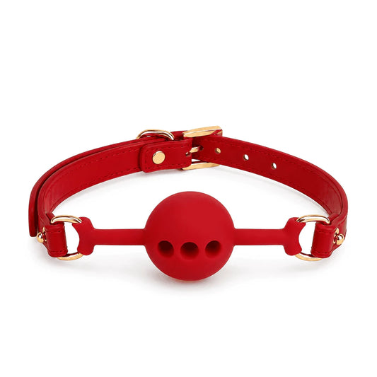 Breathable Silicone Ball Gag — Three-Hole Vented