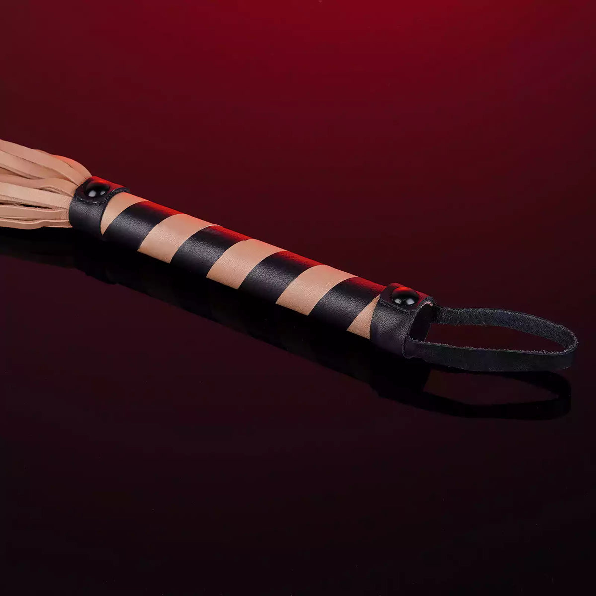 Brown Faux Leather Flogger with Black & Brown Handle