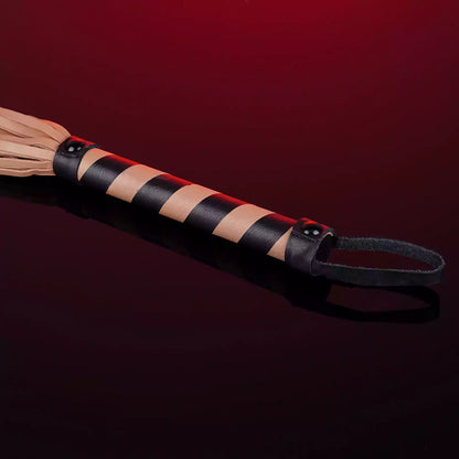 Brown Faux Leather Flogger with Black & Brown Handle