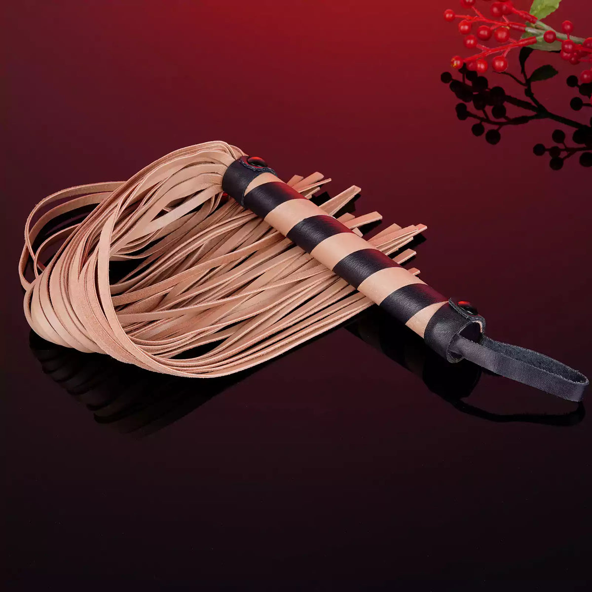 Brown Faux Leather Flogger with Black & Brown Handle