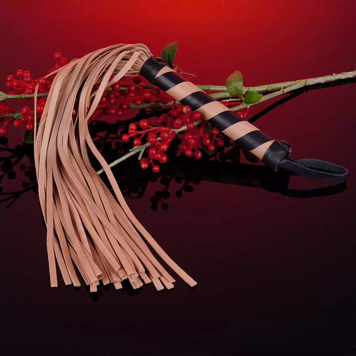 Brown Faux Leather Flogger with Black & Brown Handle