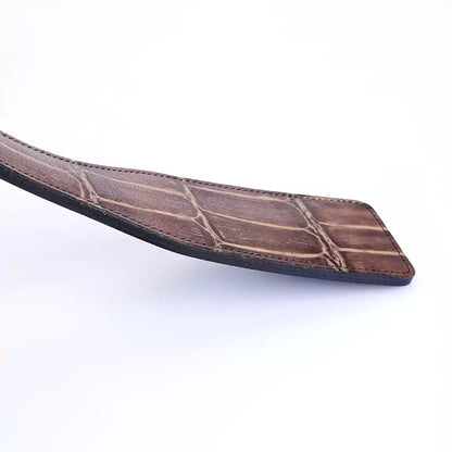 Braunes, texturiertes quadratisches Spanking-Paddle – Kunstleder, weiche Kantenbindung