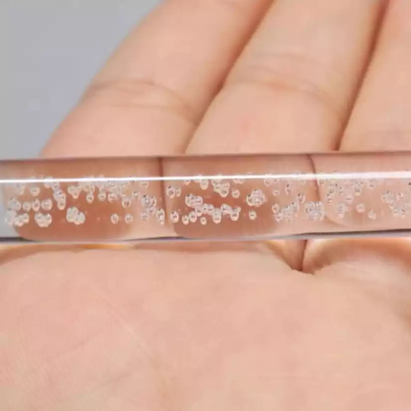 Close-up of bubble acrylic texture inside clear discipline cane variant